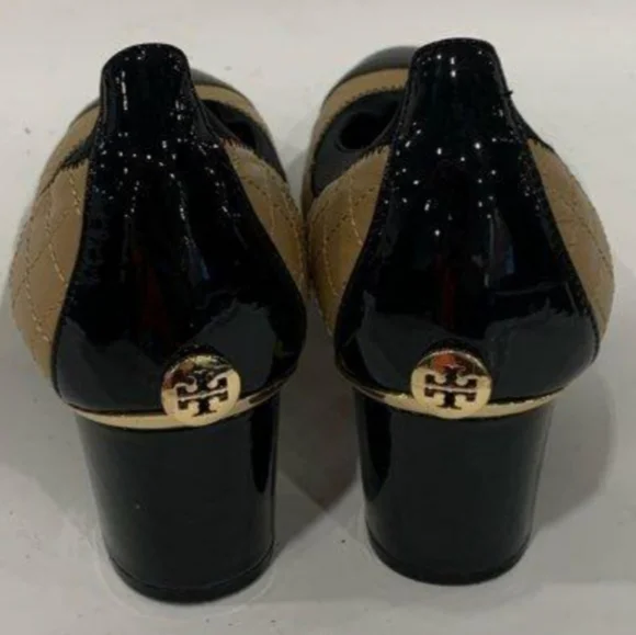 TORY BURCH BROWN/BLK 2.5" HEELS - Picture 1 of 7